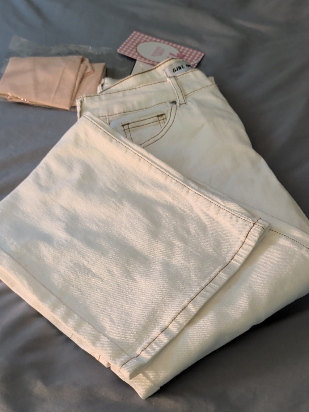 Ladies junior Cream Jeans - Classic Straight Fit